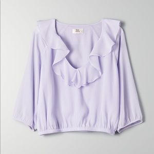 LIKE NEW Aritzia Little Moon Purple Ruffle Blouse